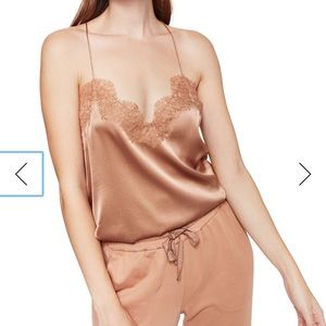 NWT CAMI NYC Racer Silk Charmeuse Camisole w/ Lace